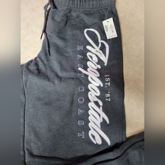 Aeropostale womens large classic cinch sweat pants logo grey - Picture 2 of 7